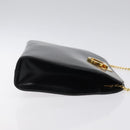 Salvatore Ferragamo Gancini Chain Shoulder Bag Leather Black Gold Auth 124746-4