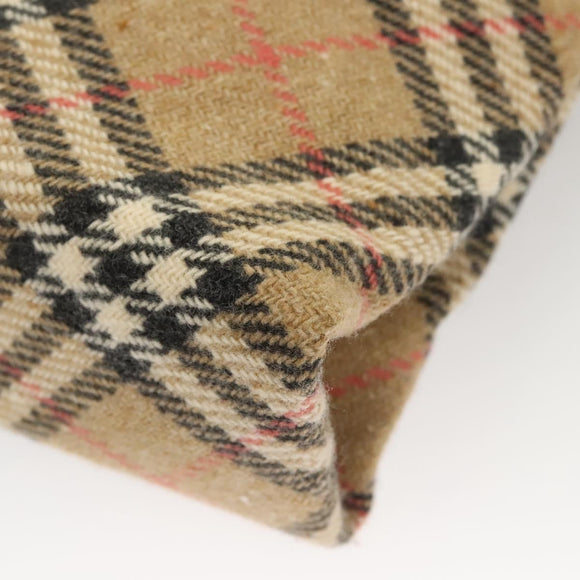BURBERRY Nova Check Hand Bag Wool Beige Gold Auth 124760