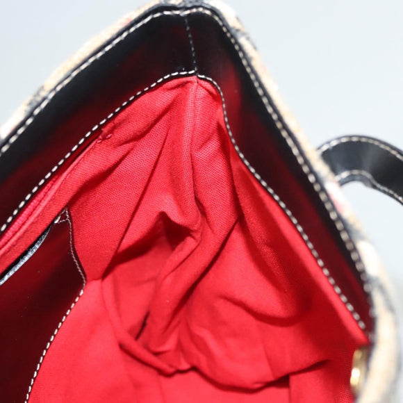 BURBERRY Nova Check Hand Bag Wool Beige Gold Auth 124760