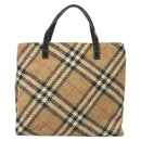 BURBERRY Nova Check Hand Bag Wool Beige Gold Auth 124760-13