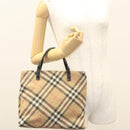BURBERRY Nova Check Hand Bag Wool Beige Gold Auth 124760-20