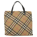 BURBERRY Nova Check Hand Bag Wool Beige Gold Auth 124760-2