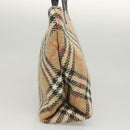 BURBERRY Nova Check Hand Bag Wool Beige Gold Auth 124760-3