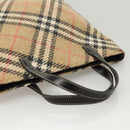 BURBERRY Nova Check Hand Bag Wool Beige Gold Auth 124760-6