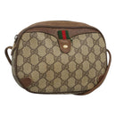 GUCCI GG Supreme Web Sherry Line Bag PVC Beige Gold 89 02 066 Auth 124761-1