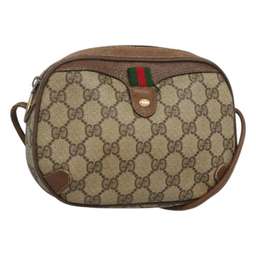 GUCCI GG Supreme Web Sherry Line Bag PVC Beige Gold 89 02 066 Auth 124761