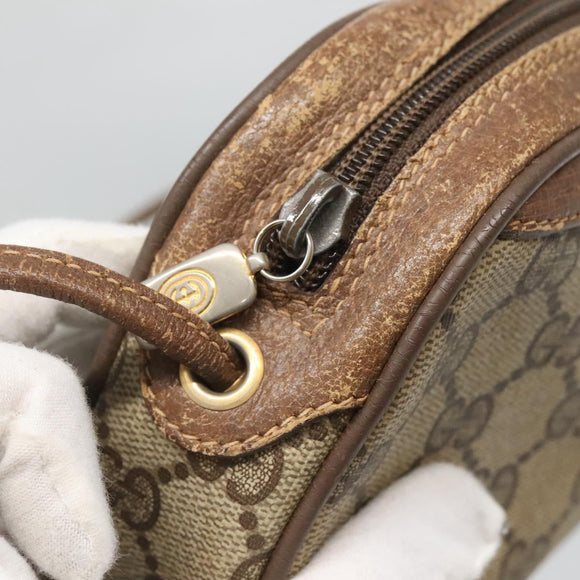 GUCCI GG Supreme Web Sherry Line Bag PVC Beige Gold 89 02 066 Auth 124761