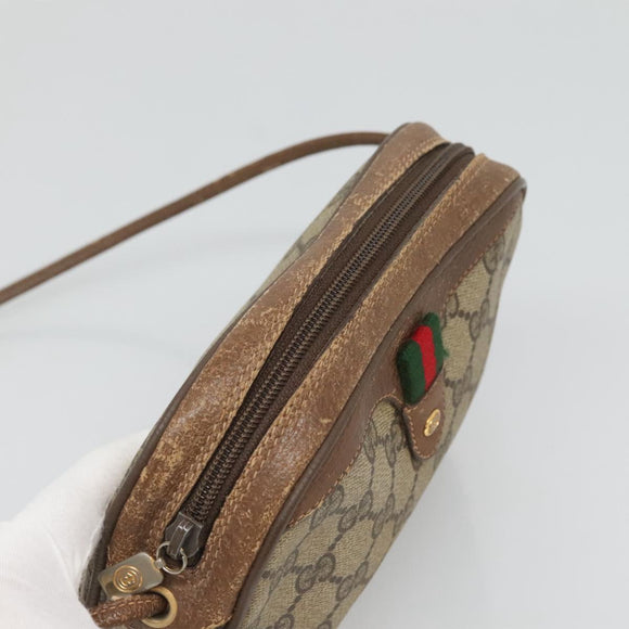 GUCCI GG Supreme Web Sherry Line Bag PVC Beige Gold 89 02 066 Auth 124761