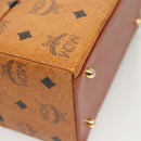 MCM Logogram Vicetos Handtasche PVC Leder 2-Wege Braun Gold Auth 124762A-8