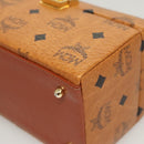MCM Logogram Vicetos Handtasche PVC Leder 2-Wege Braun Gold Auth 124762A-15