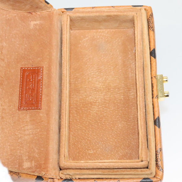 MCM Logogram Vicetos Handtasche PVC Leder 2-Wege Braun Gold Auth 124762A