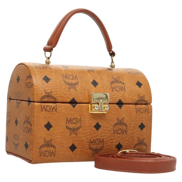 MCM Logogram Vicetos Hand Bag PVC Leather 2way Brown Gold Auth 124762A