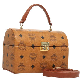 MCM Logogram Vicetos Hand Bag PVC Leather 2way Brown Gold Auth 124762A