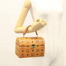 MCM Logogram Vicetos Handtasche PVC Leder 2-Wege Braun Gold Auth 124762A-22
