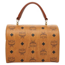 MCM Logogram Vicetos Handtasche PVC Leder 2-Wege Braun Gold Auth 124762A-2