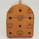 MCM Logogram Vicetos Handtasche PVC Leder 2-Wege Braun Gold Auth 124762A-3