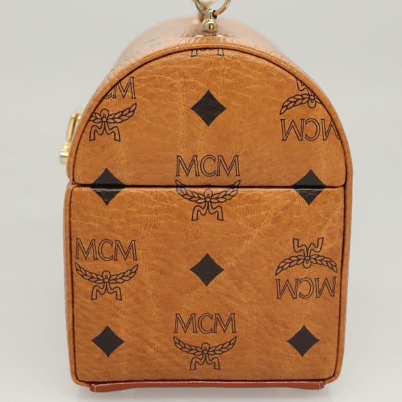 MCM Logogram Vicetos Handtasche PVC Leder 2-Wege Braun Gold Auth 124762A