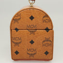 MCM Logogram Vicetos Handtasche PVC Leder 2-Wege Braun Gold Auth 124762A-4