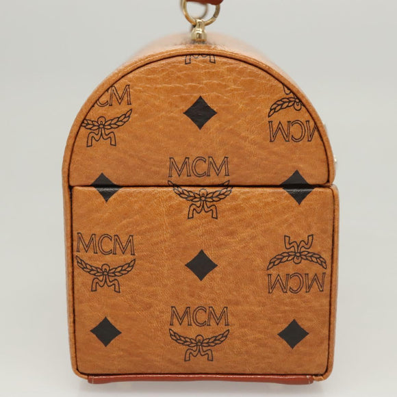 MCM Logogram Vicetos Handtasche PVC Leder 2-Wege Braun Gold Auth 124762A
