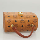 MCM Logogram Vicetos Handtasche PVC Leder 2-Wege Braun Gold Auth 124762A-6