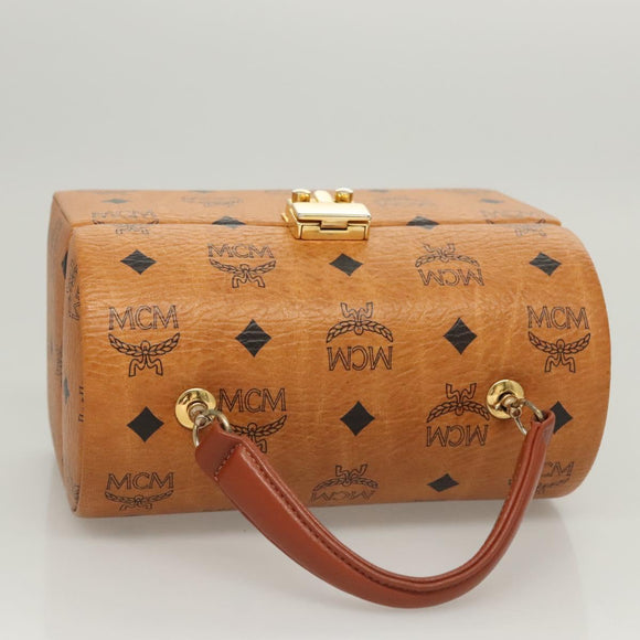 MCM Logogram Vicetos Handtasche PVC Leder 2-Wege Braun Gold Auth 124762A