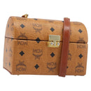 MCM Logogram Vicetos Handtasche PVC Leder 2-Wege Braun Gold Auth 124762A-1