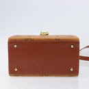 MCM Logogram Vicetos Handtasche PVC Leder 2-Wege Braun Gold Auth 124762A-11