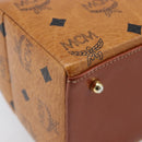 MCM Logogram Vicetos Handtasche PVC Leder 2-Wege Braun Gold Auth 124762A-15