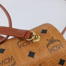 MCM Logogram Vicetos Handtasche PVC Leder 2-Wege Braun Gold Auth 124762A-16