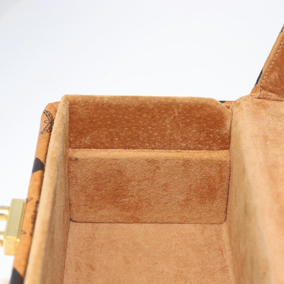 MCM Logogram Vicetos Handtasche PVC Leder 2-Wege Braun Gold Auth 124762A