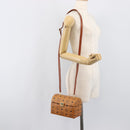 MCM Logogram Vicetos Handtasche PVC Leder 2-Wege Braun Gold Auth 124762A-25