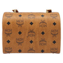 MCM Logogram Vicetos Handtasche PVC Leder 2-Wege Braun Gold Auth 124762A-3