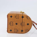 MCM Logogram Vicetos Handtasche PVC Leder 2-Wege Braun Gold Auth 124762A-4