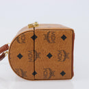 MCM Logogram Vicetos Handtasche PVC Leder 2-Wege Braun Gold Auth 124762A-5