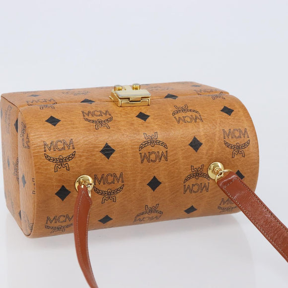 MCM Logogram Vicetos Handtasche PVC Leder 2-Wege Braun Gold Auth 124762A