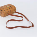 MCM Logogram Vicetos Handtasche PVC Leder 2-Wege Braun Gold Auth 124762A-7