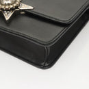 Miu Miu Chain Shoulder Bag Leather Black Silver Auth 124763-14