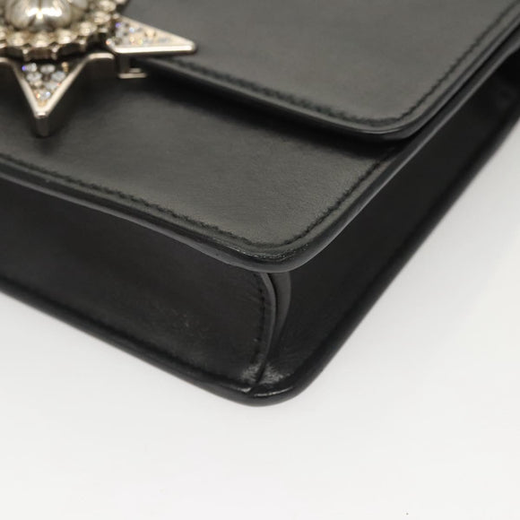 Miu Miu Chain Shoulder Bag Leather Black Silver Auth 124763