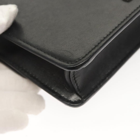 Miu Miu Chain Shoulder Bag Leather Black Silver Auth 124763