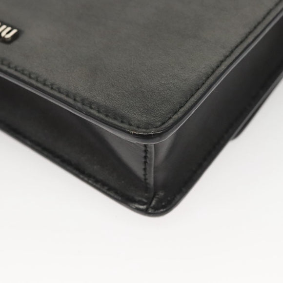 Miu Miu Chain Shoulder Bag Leather Black Silver Auth 124763