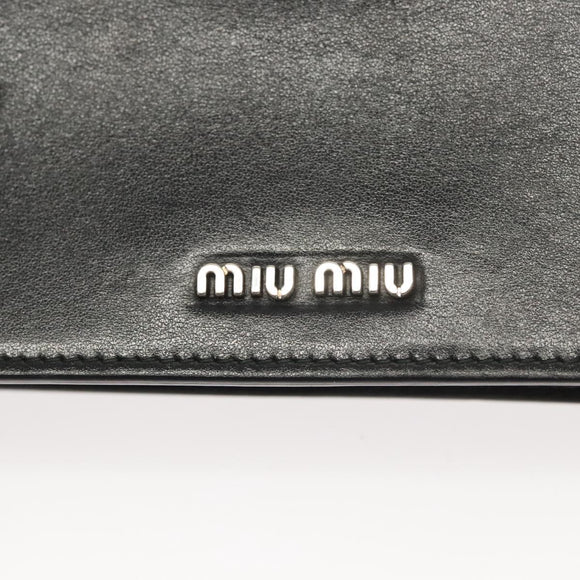 Miu Miu Chain Shoulder Bag Leather Black Silver Auth 124763