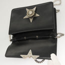 Miu Miu Chain Shoulder Bag Leather Black Silver Auth 124763-10