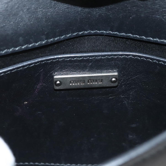 Miu Miu Chain Shoulder Bag Leather Black Silver Auth 124763