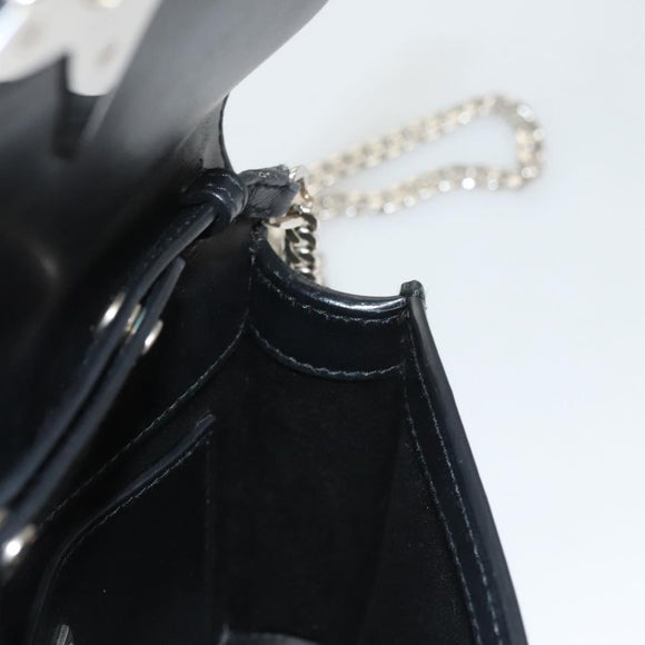 Miu Miu Chain Shoulder Bag Leather Black Silver Auth 124763