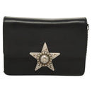 Miu Miu Chain Shoulder Bag Leather Black Silver Auth 124763-13