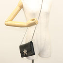 Miu Miu Chain Shoulder Bag Leather Black Silver Auth 124763-23