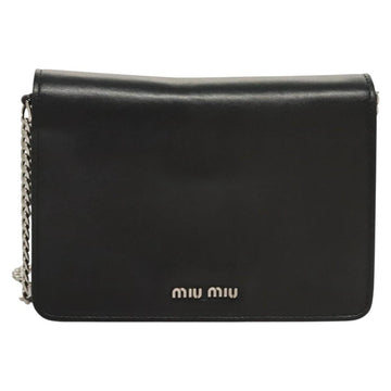 Miu Miu Chain Shoulder Bag Leather Black Silver Auth 124763 - 0