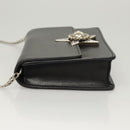 Miu Miu Schultertasche Kette Leder Schwarz Silber Auth 124763-4