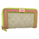 CHANEL Long Wallet Nylon Yellow CC Auth 124771-1