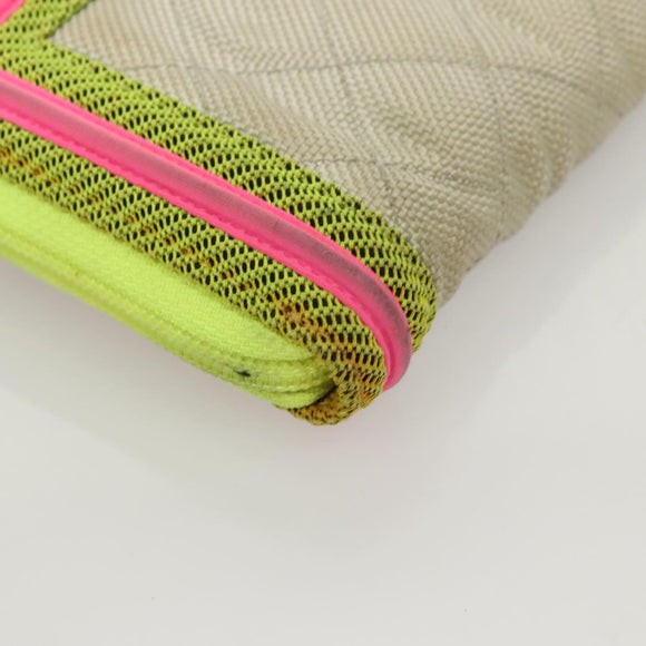 CHANEL Long Wallet Nylon Yellow CC Auth 124771